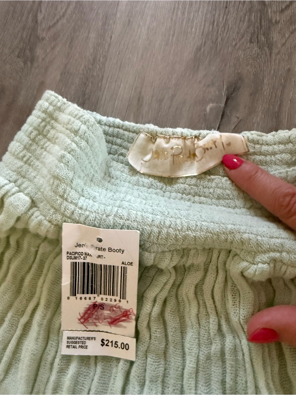 Jen’s Pirate Booty Free People Aloe Pale Green Cotton Gauze Tiered Boho Skirt S - Picture 2 of 6